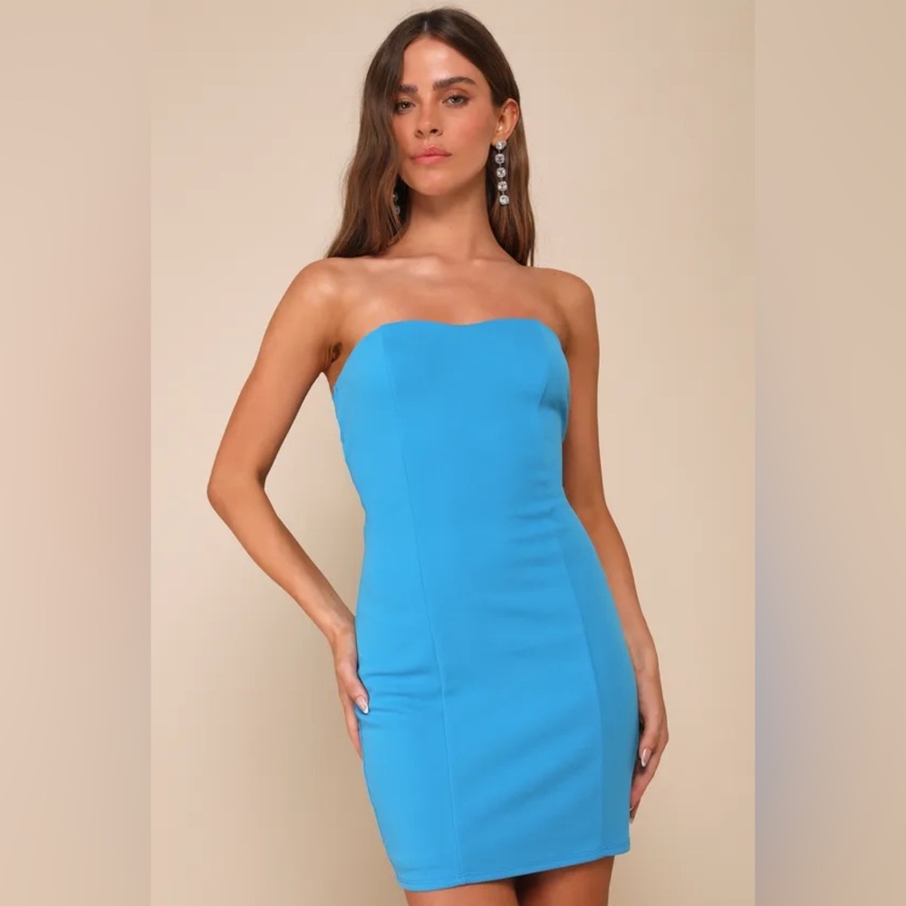 Lulu's Vibrant Blue Strapless Mini Dress